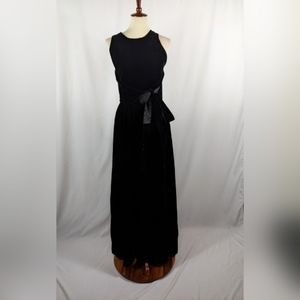 Harold Levine Boutique Sportswear Velvet Black Maxi Dress Open Back Vtg Sz 12